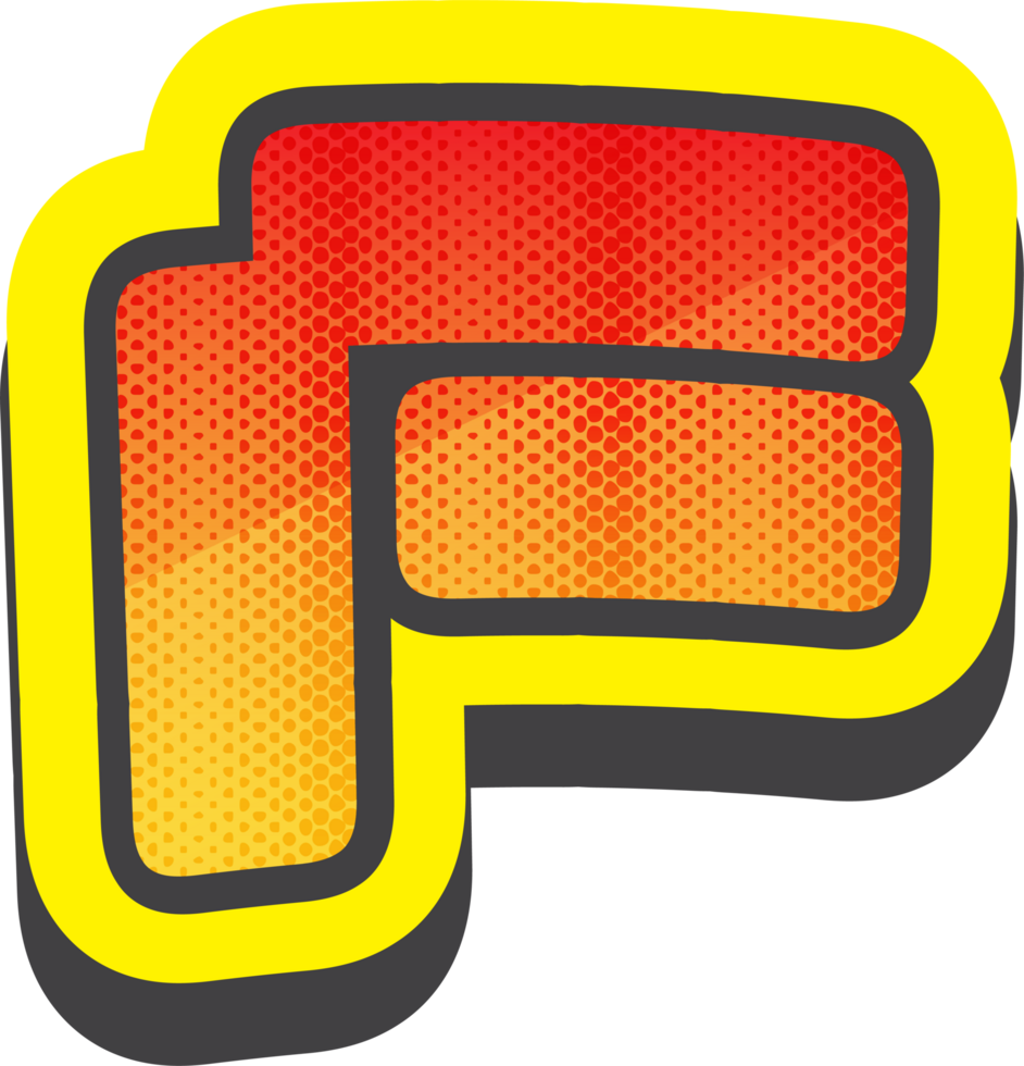 Letter F, Pixel Comic Alphabet png