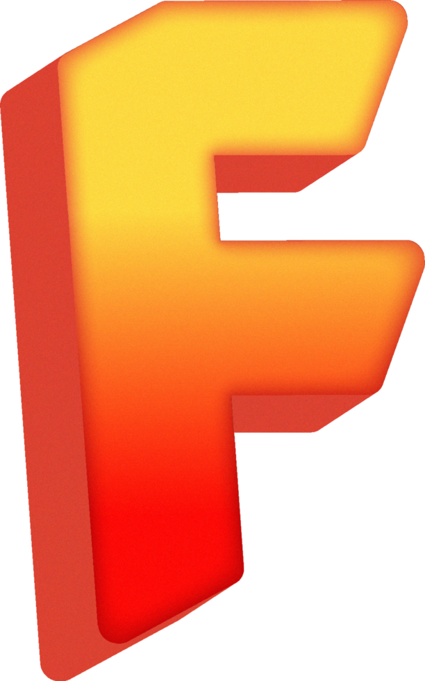Letter F, 3D Bold Orange Alphabet Letter png