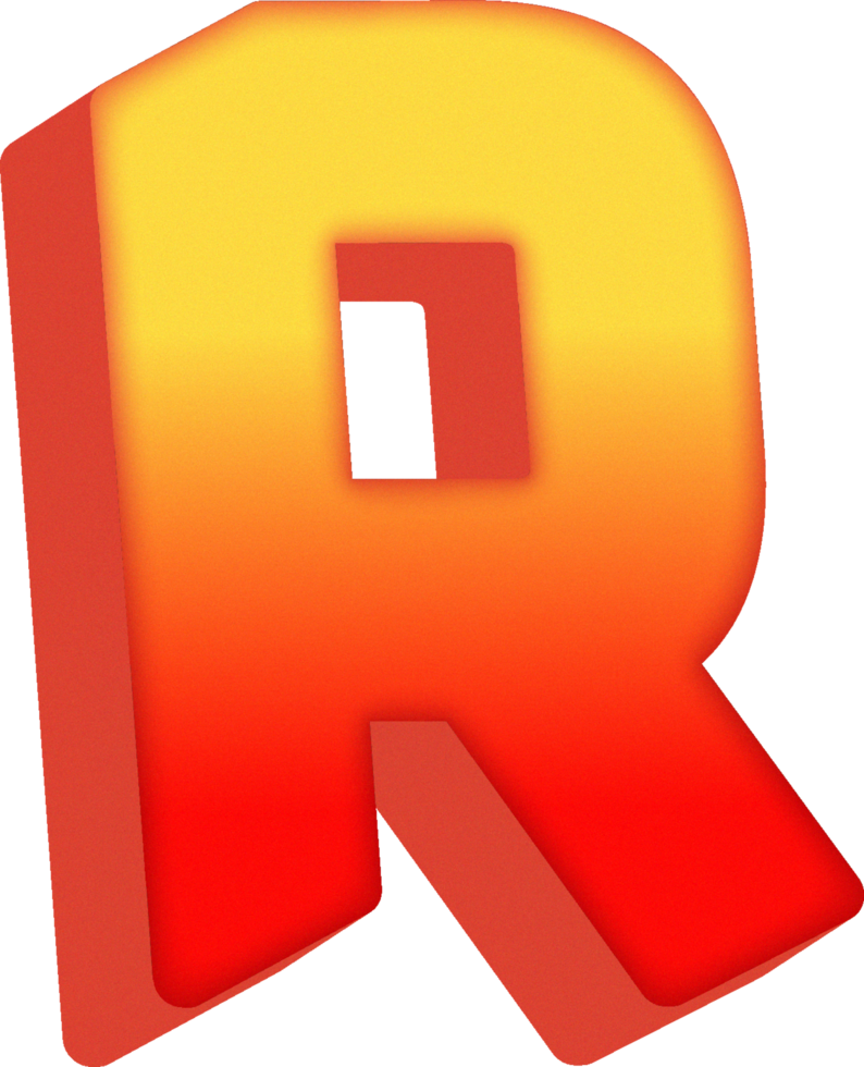 Letter R, 3D Bold Orange Alphabet Letter png