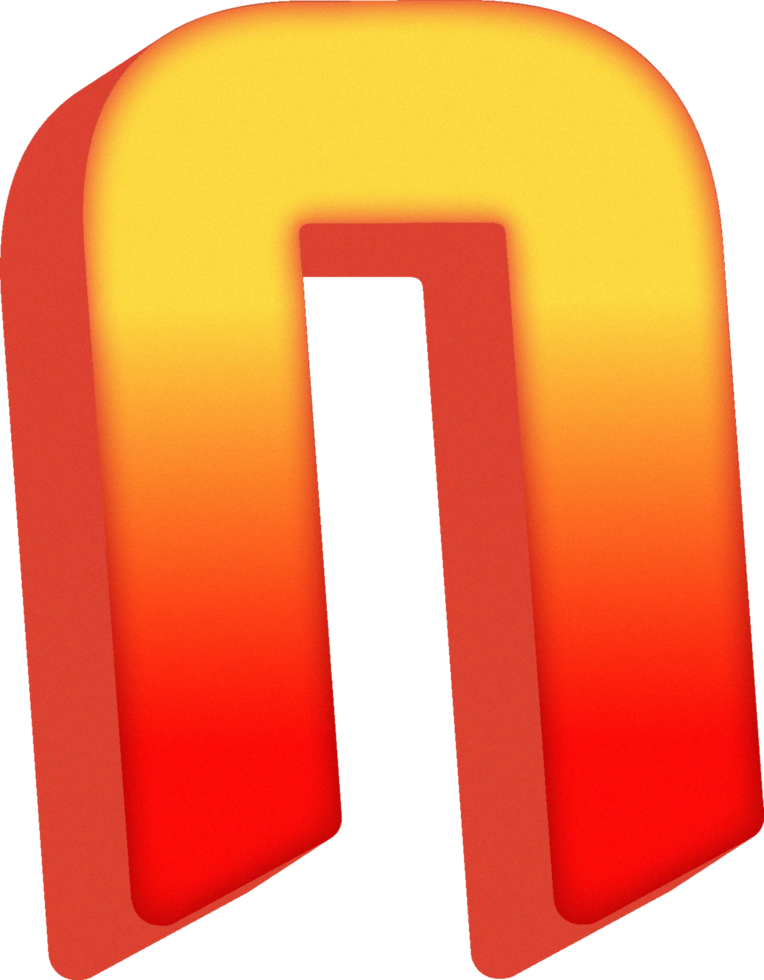 Letter N, 3D Bold Orange Alphabet Letter png