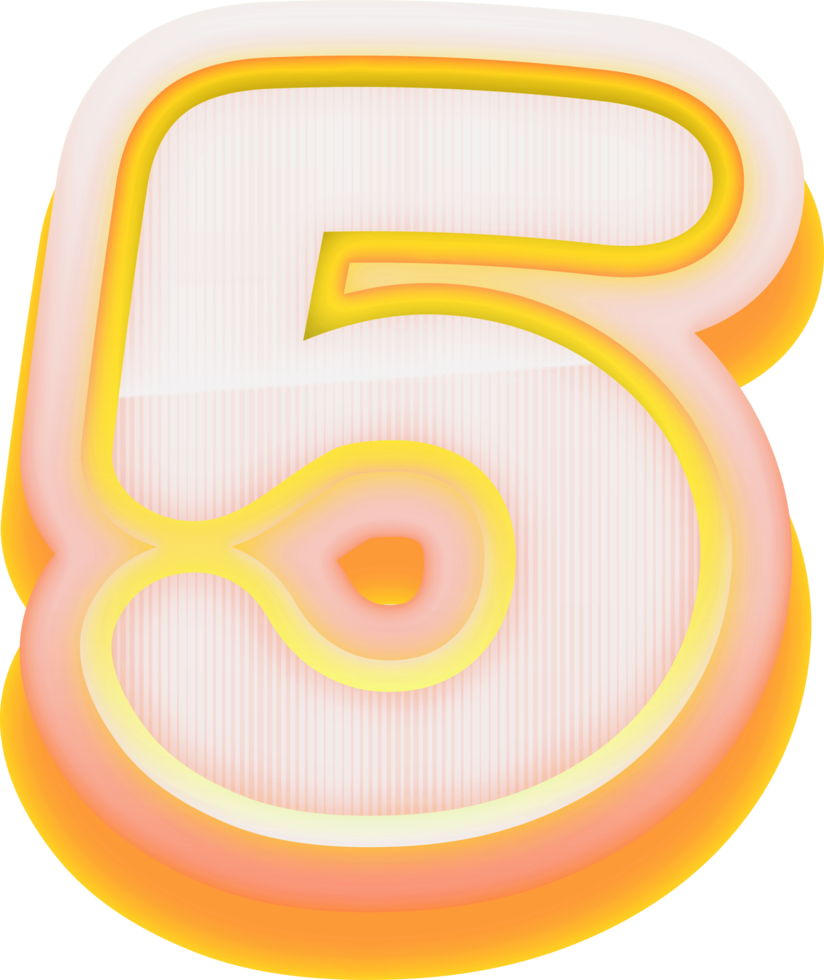 Number 5, 3D Luxury Pink Gold Alphabet png