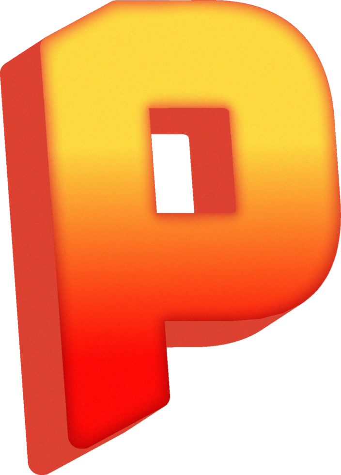 Letter P, 3D Bold Orange Alphabet Letter png