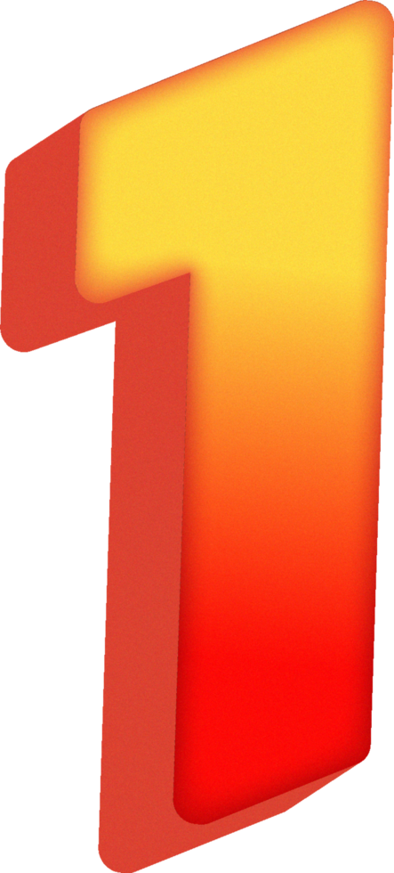 Number 1, 3D Bold Orange Alphabet Letter png
