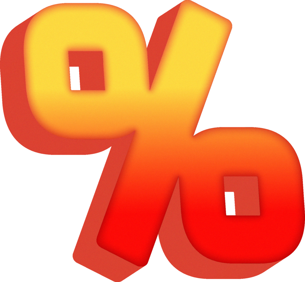 Percent, 3D Bold Orange Alphabet Letter png