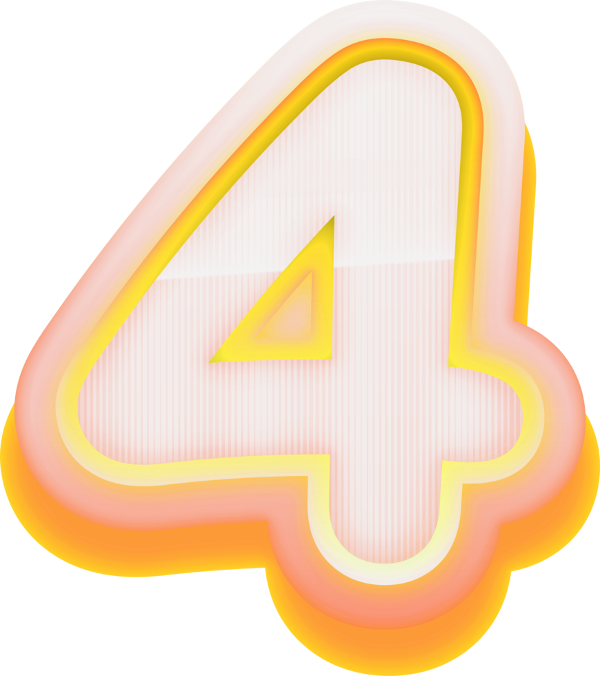 Number 4, 3D Luxury Pink Gold Alphabet png