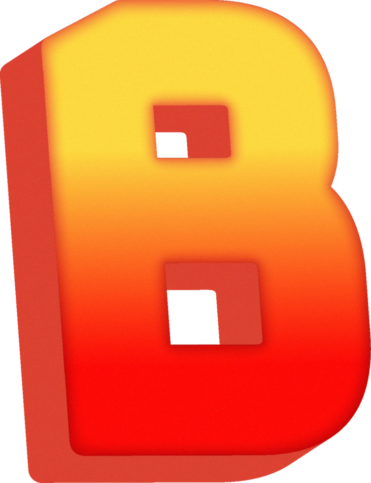 Letter B, 3D Bold Orange Alphabet Letter png