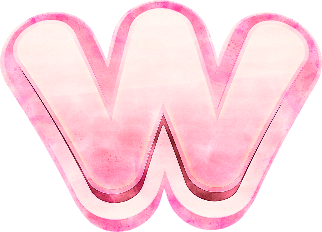 Pink Watercolor Letter W Typography png