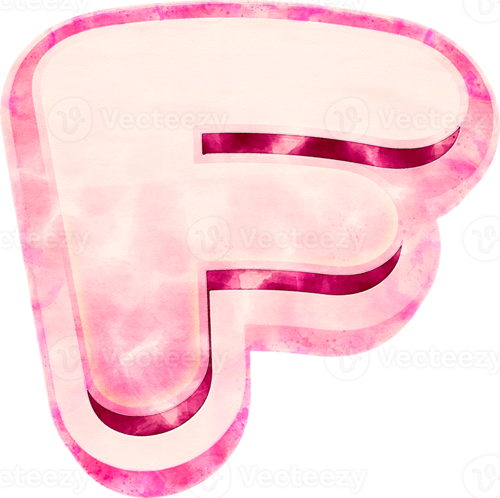 Pink Watercolor Letter F Typography png