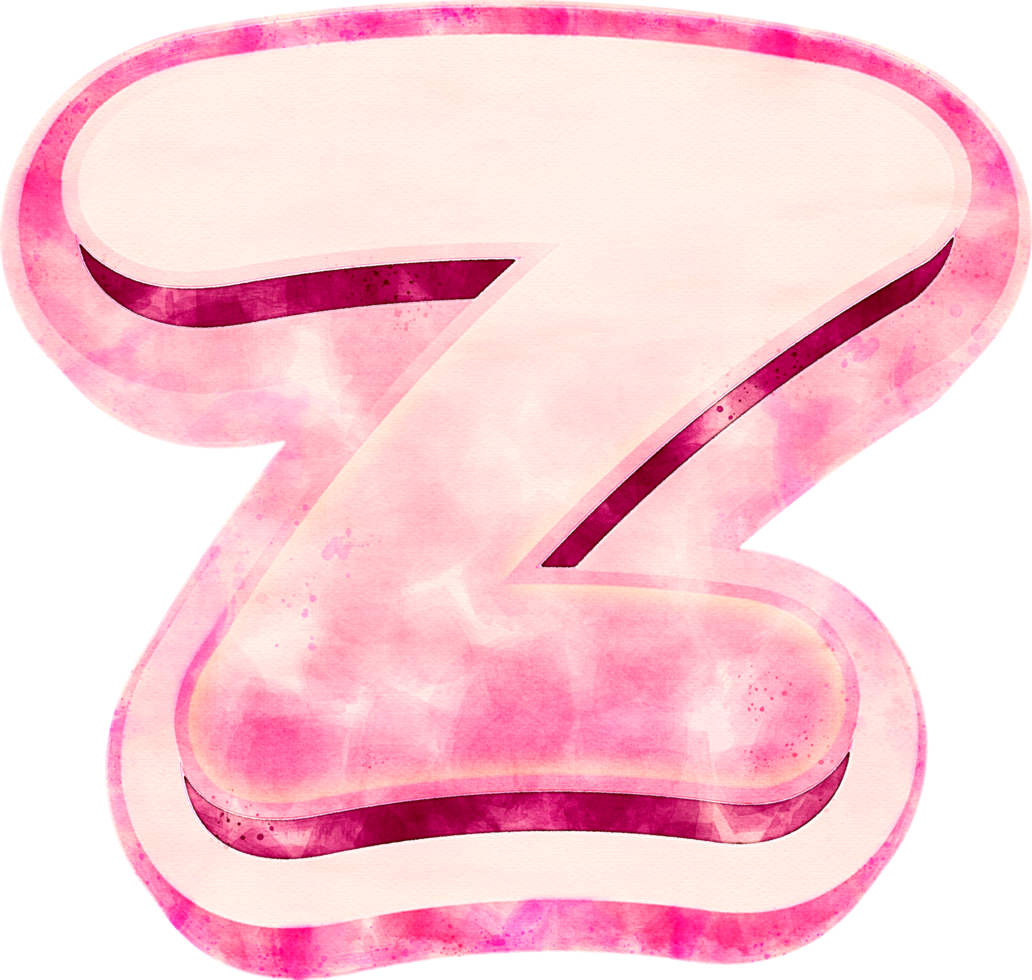 Pink Watercolor Letter Z Typography png