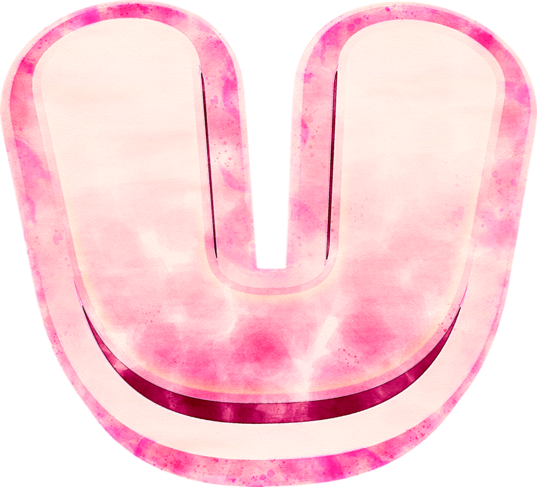 Pink Watercolor Letter U Typography png