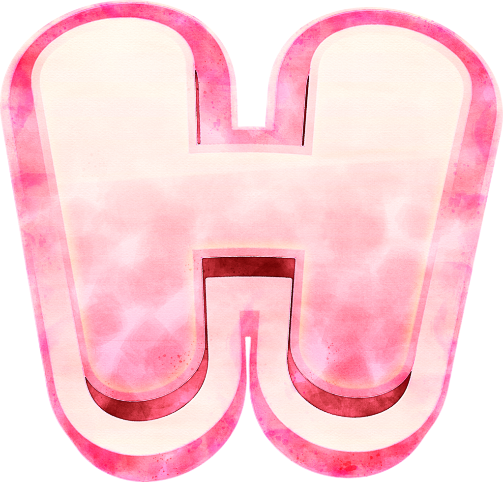 Pink Watercolor Letter H Typography png