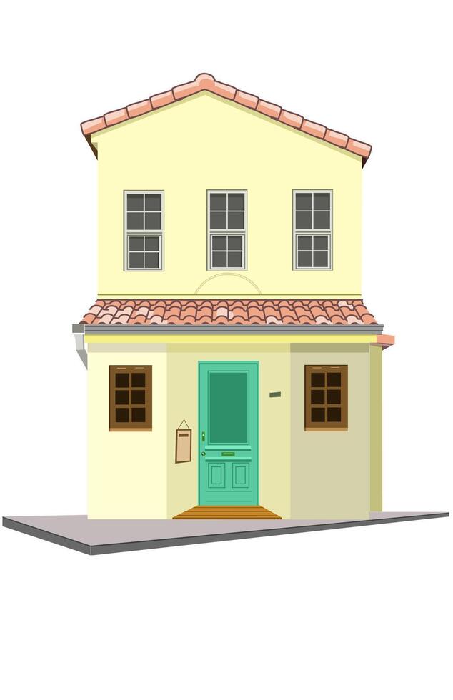 illustration of a two-story yellow house isolates on white background vector