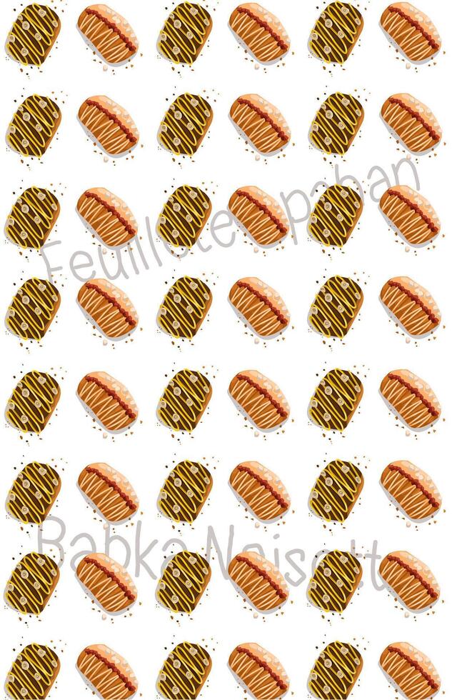 Chocolate babka bread pattern on white background vector