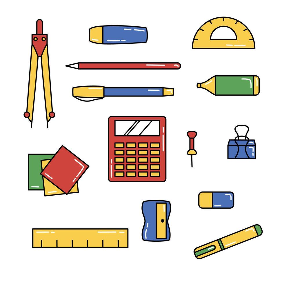 colorful school stationery vector