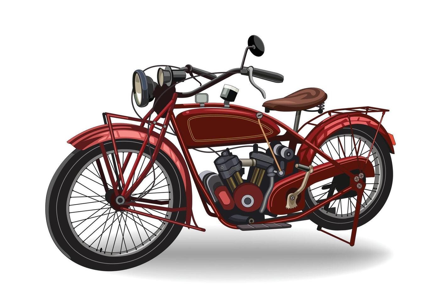 Classic motorcycle Illustration red color isolated white background for background design. vector