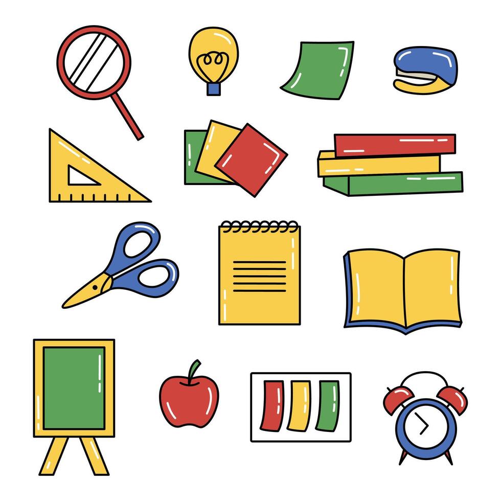 colorful school stationery vector