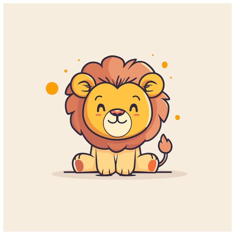 Cute lion illustration in White background vector