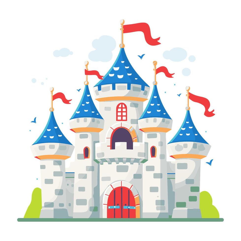 Castle with Flags Art vector