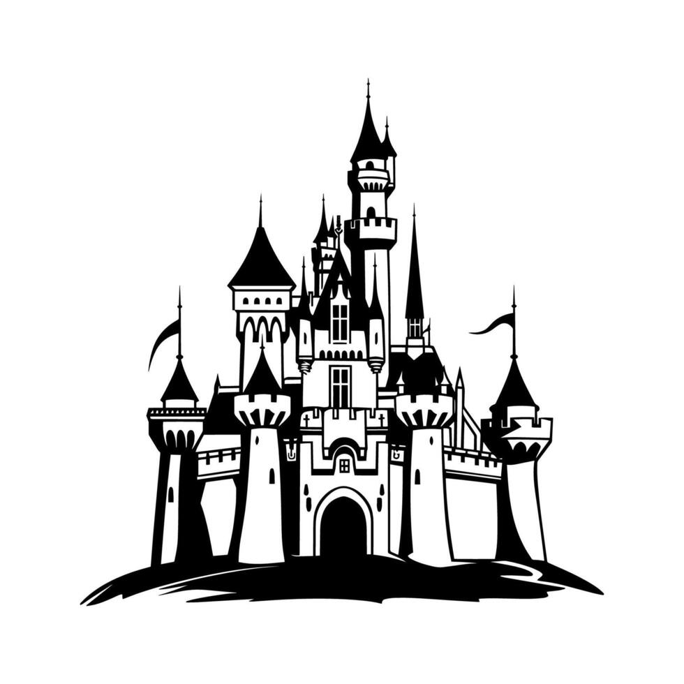 Black and White Castle Graphic vector