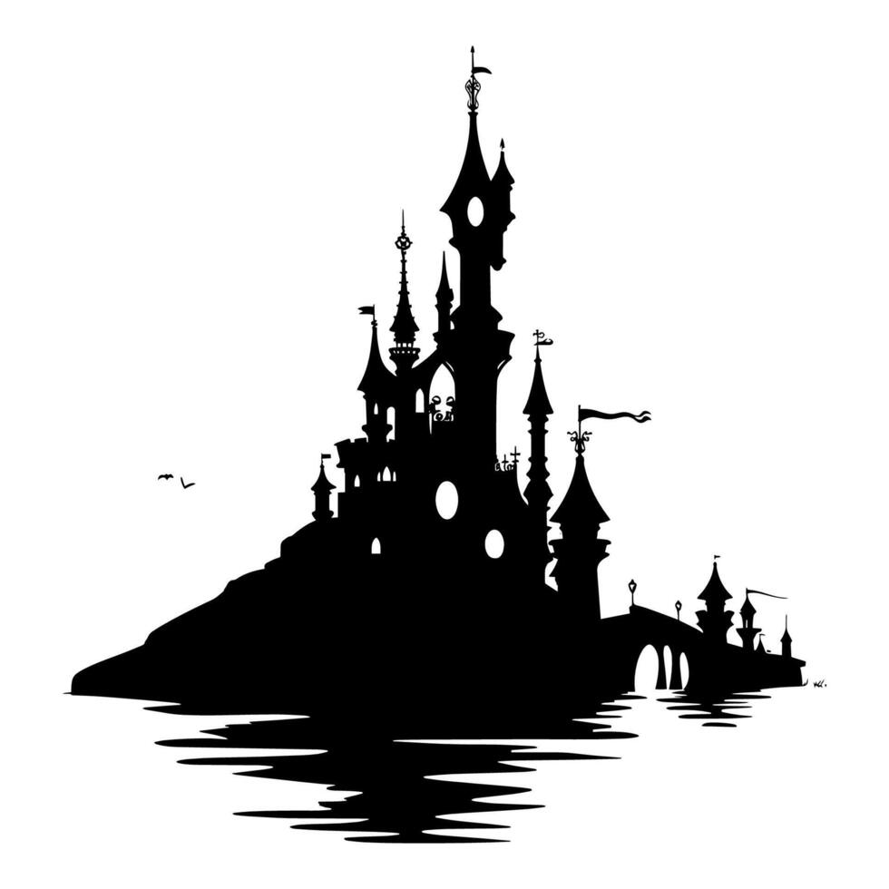 Fantasy Kingdom Castle Silhouette vector