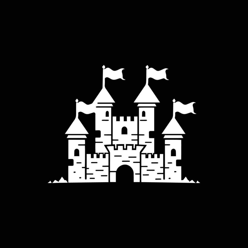 A simple white logo of an ancient castle vector