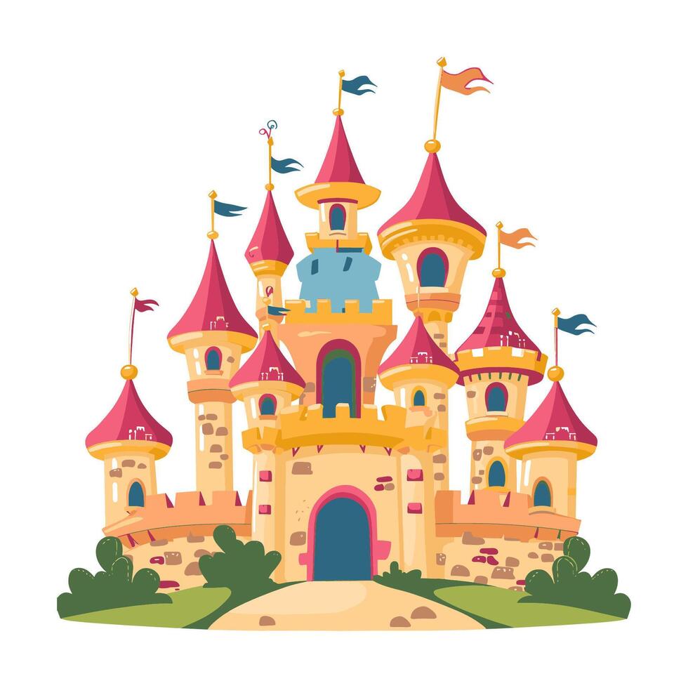Castle with Flags Art vector