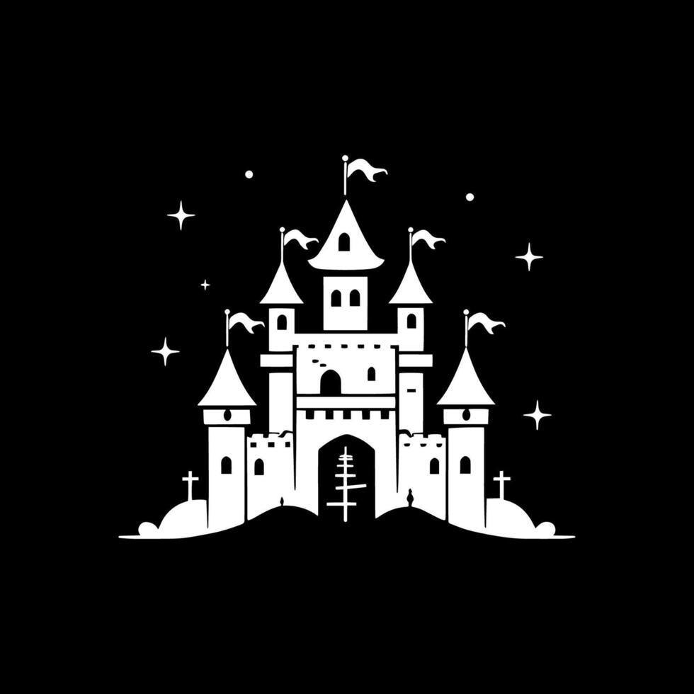 A simple white logo of an ancient castle vector