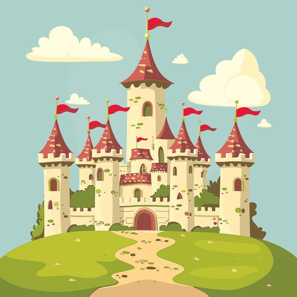 Castle with Flags Art vector