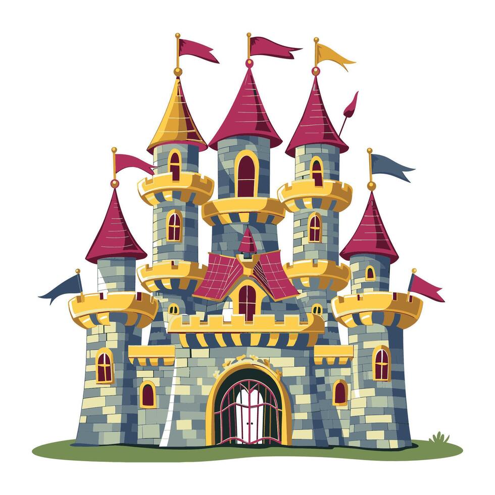 Castle with Flags Art vector