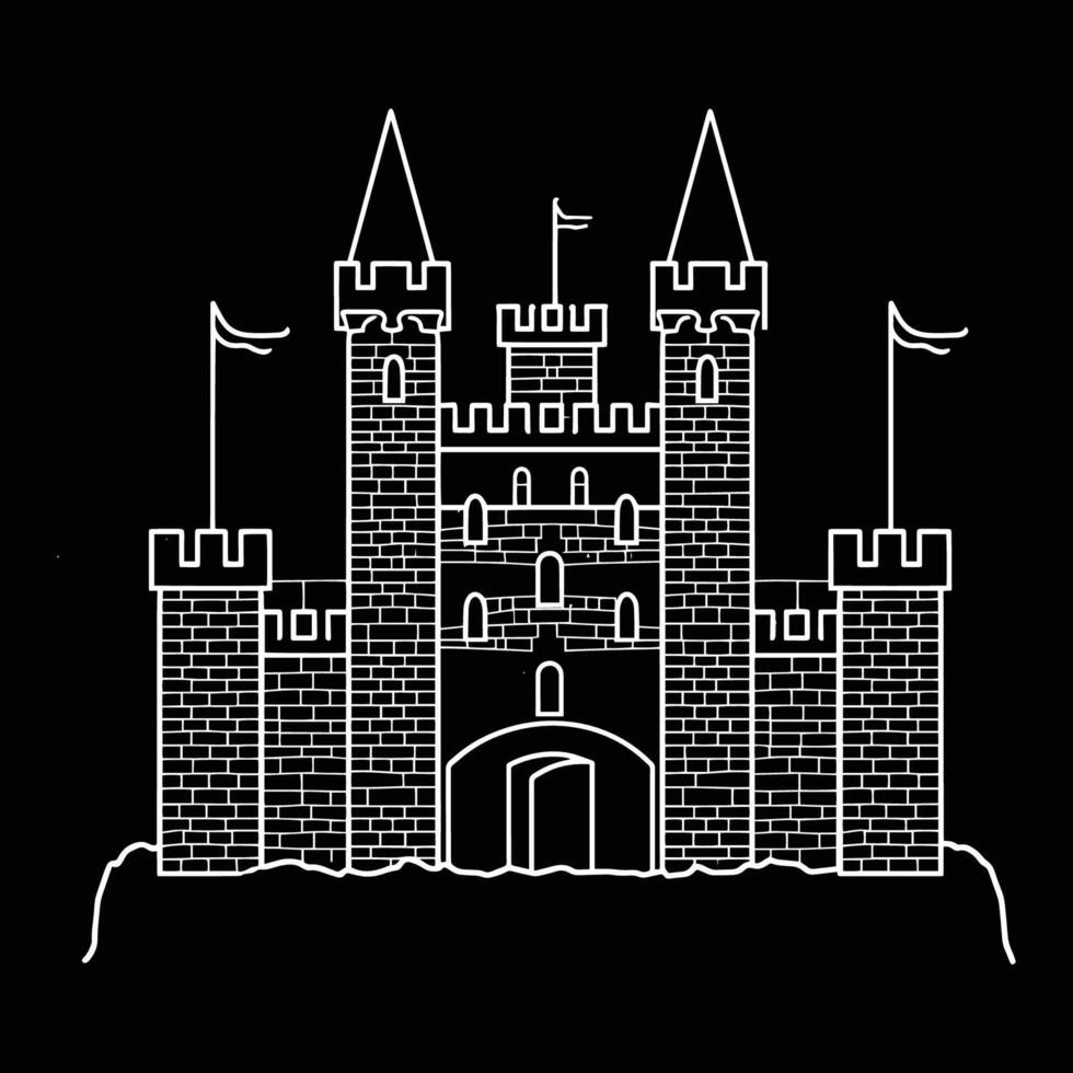 Castle Outline on Black Background vector