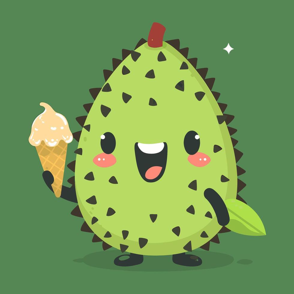 A soursop holding a tiny ice cream vector
