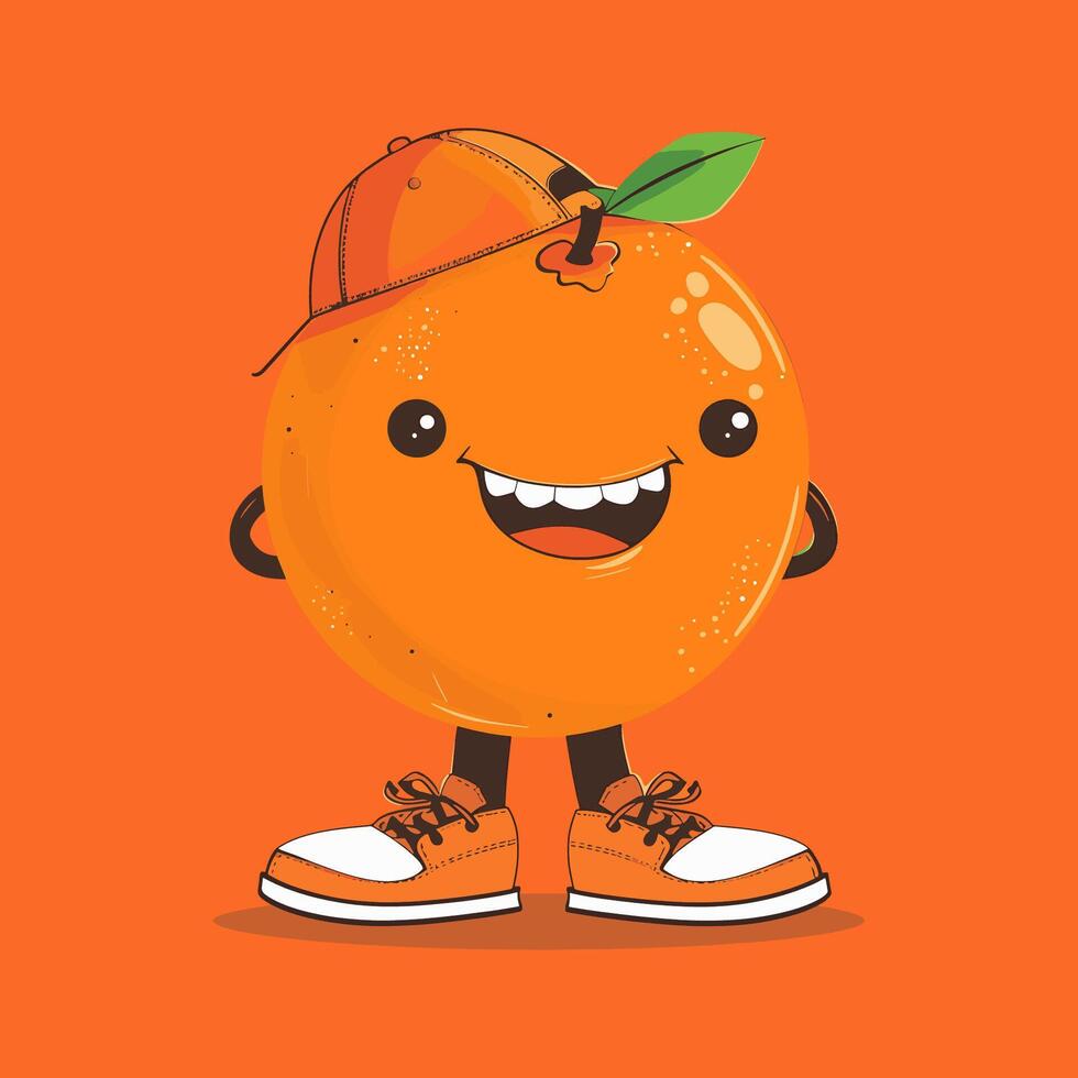 An orange wearing sneakers vector