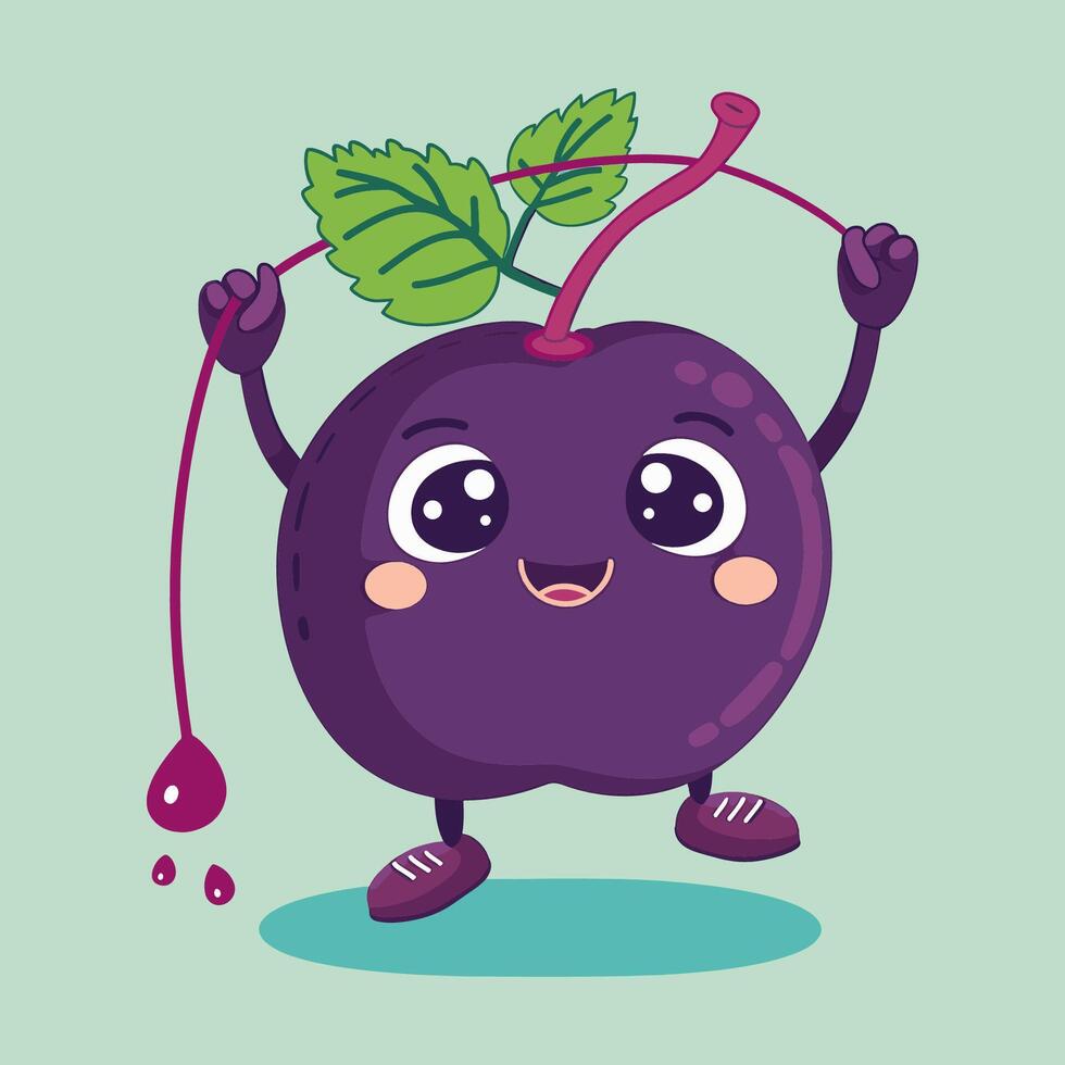 A plum jumping rope vector
