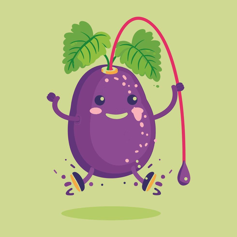A plum jumping rope vector