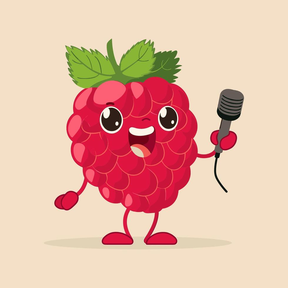 A raspberry holding a tiny microphone vector