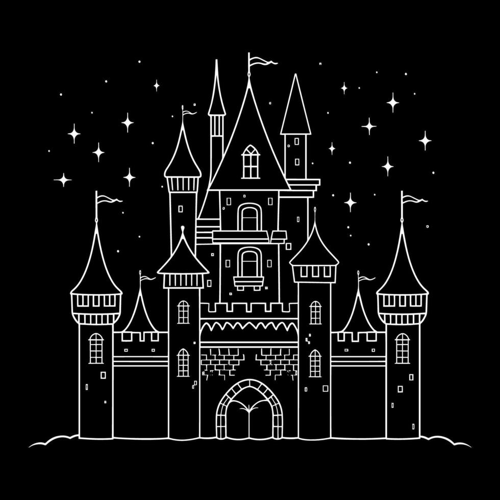 Castle Outline on Black Background vector