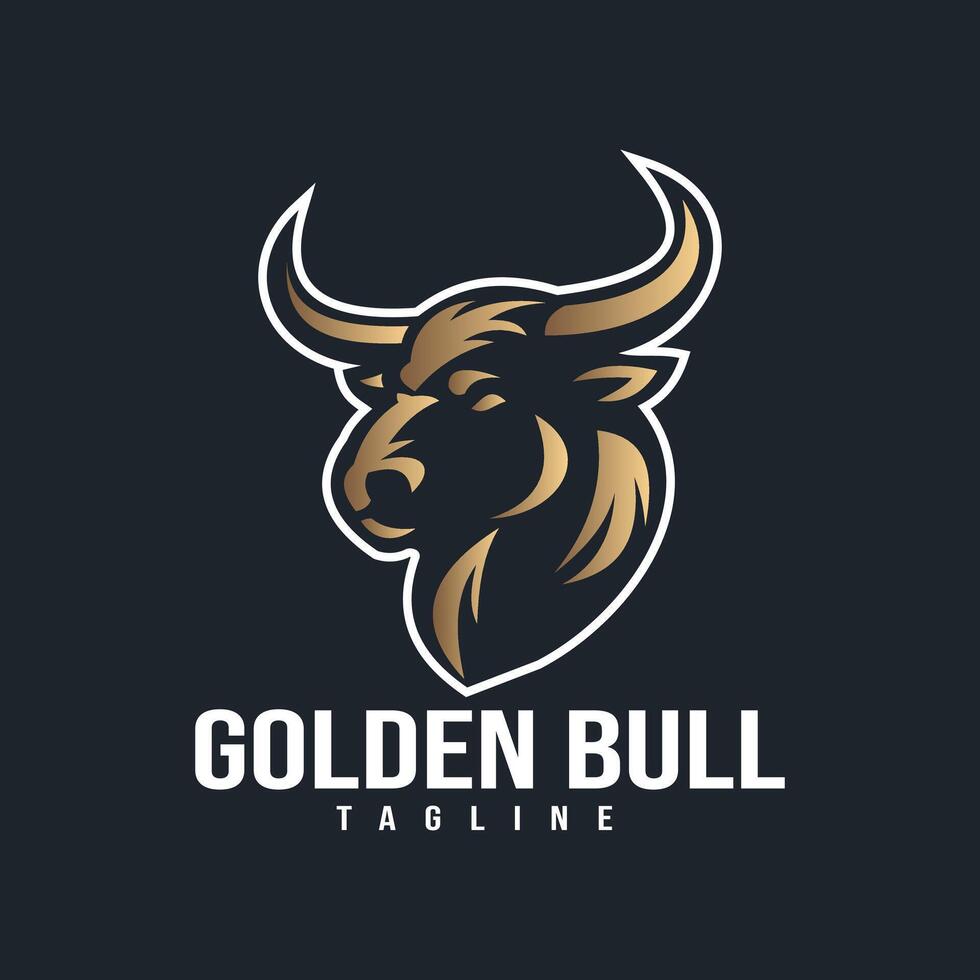Illustration of Golden Bull Head Mascot Logo on black background vector