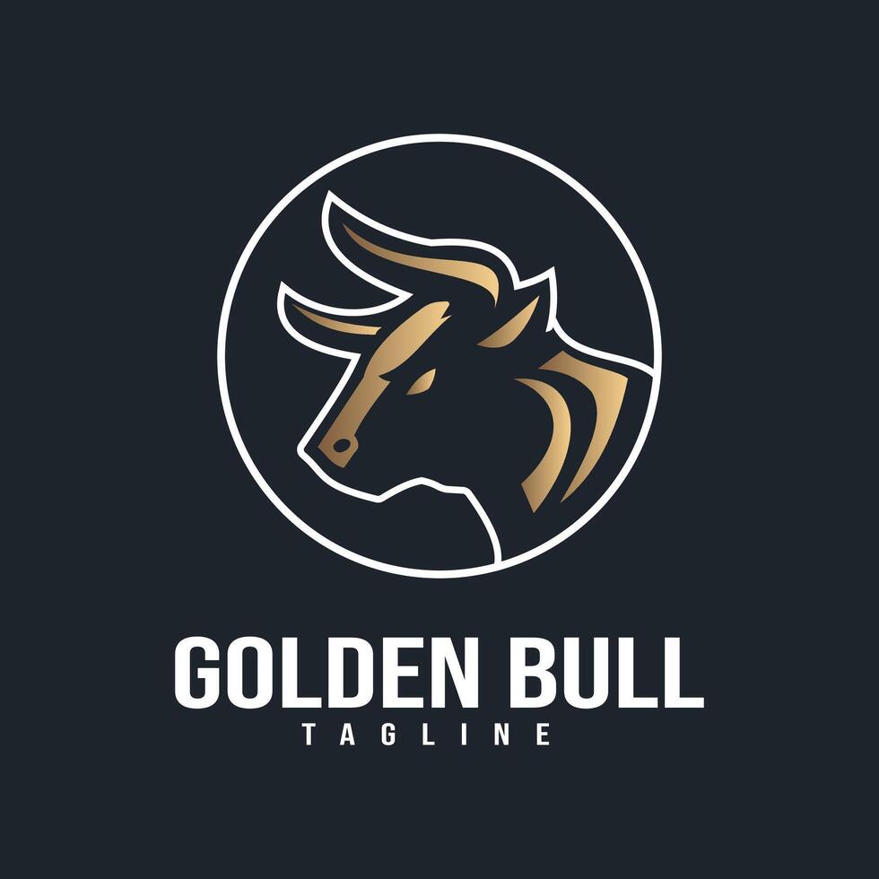 Illustration of Golden Bull Head Mascot Logo on black background vector