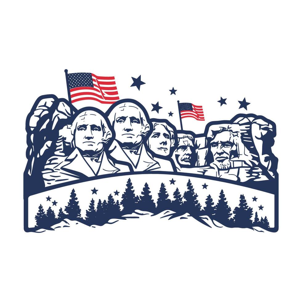 Iconic monuments like Mount Rushmore vector