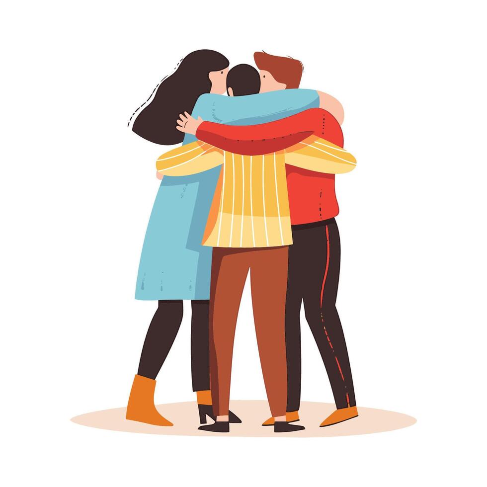 Friends hugging and offering emotional support vector