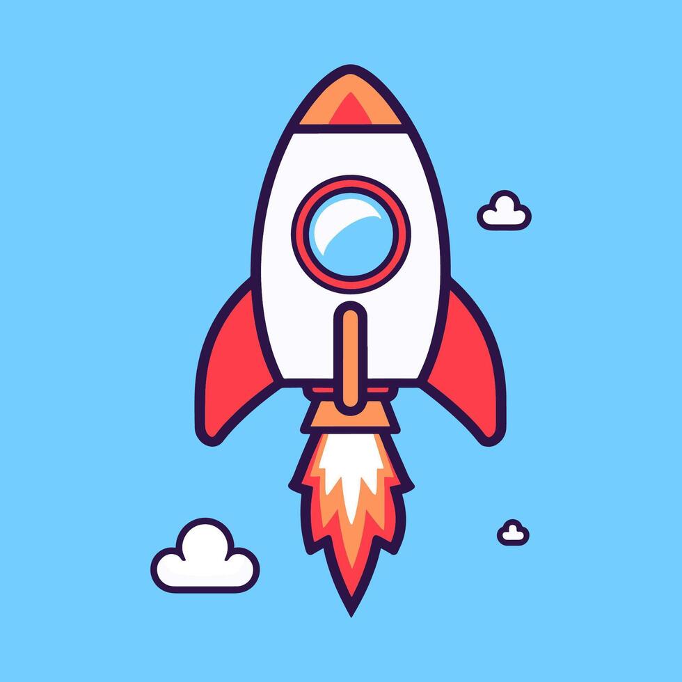 a small rocket ship launching vector