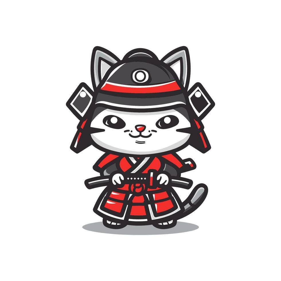 samurai cat character vector