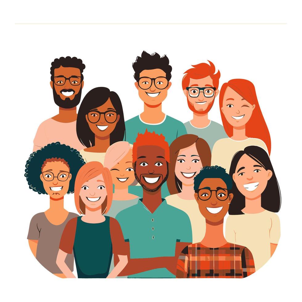 Diverse Friend Group vector