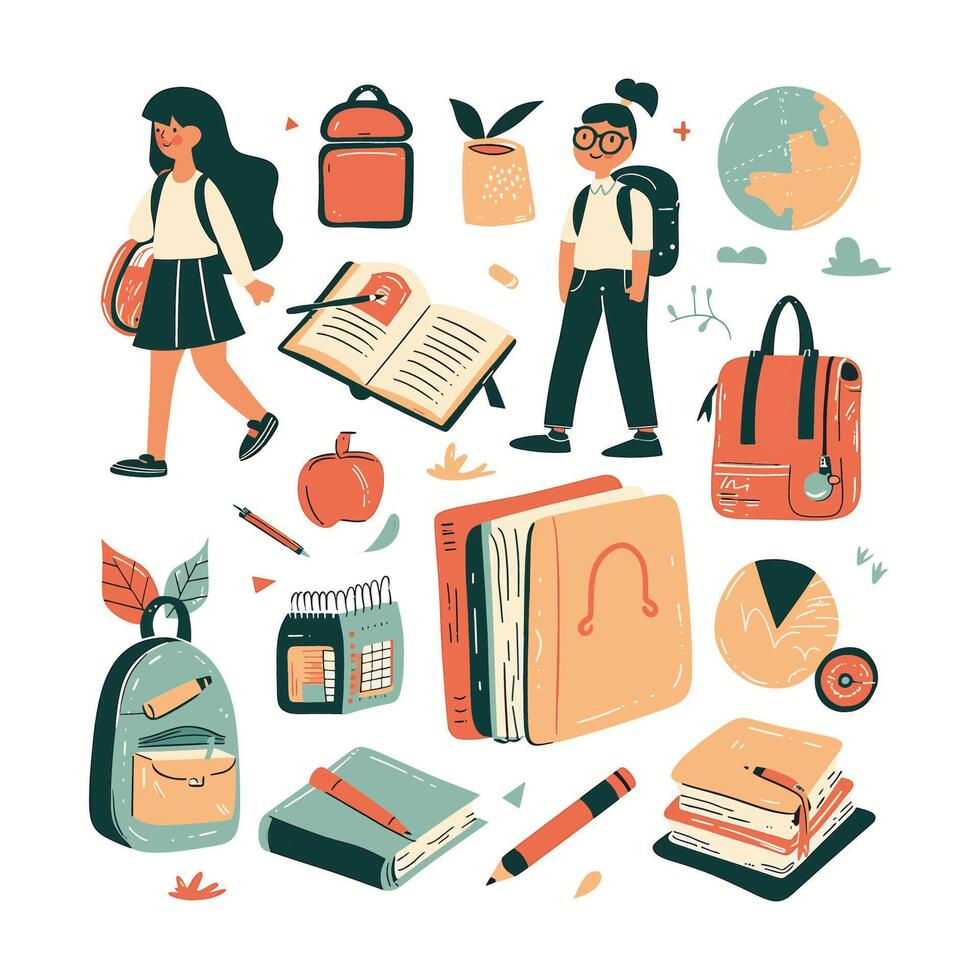 back to school set vector