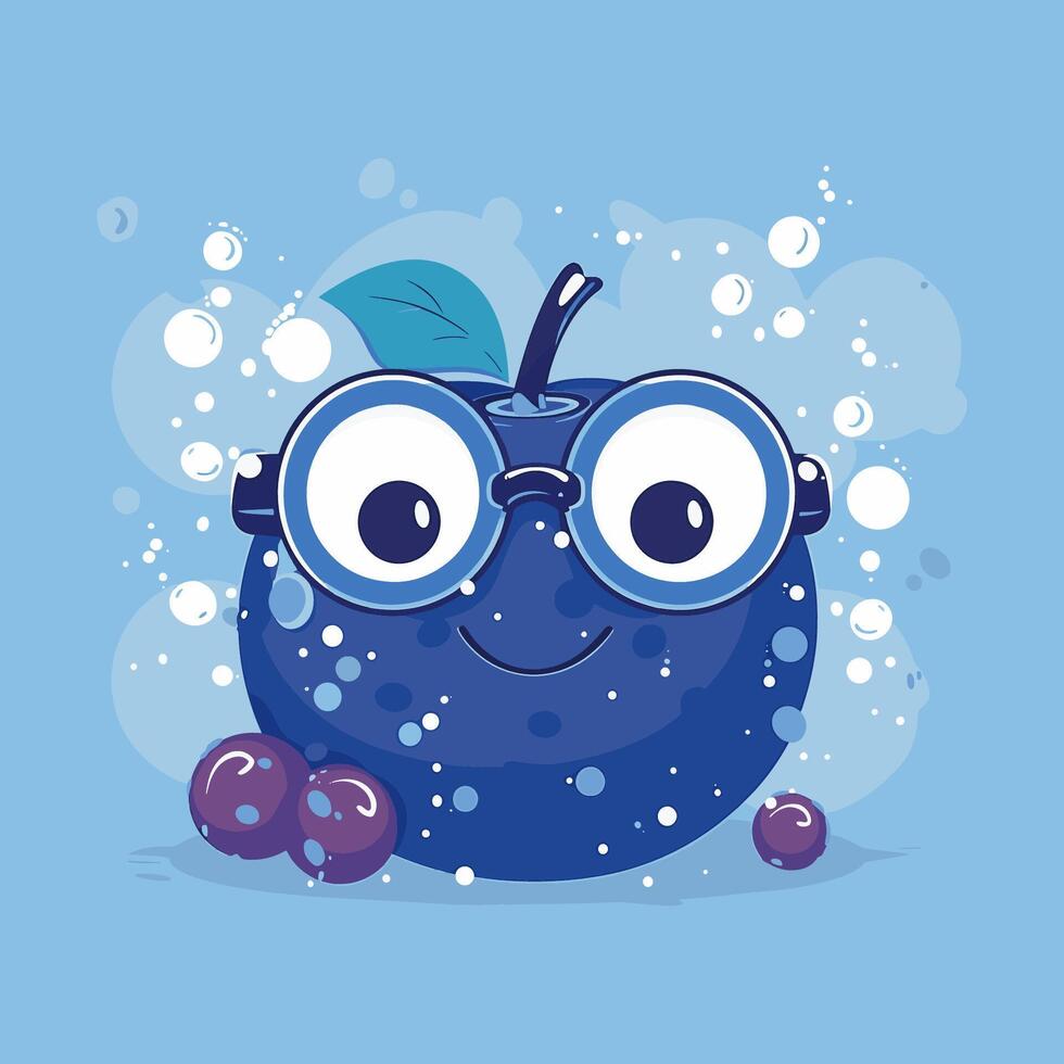 A blueberry with bubbles around vector