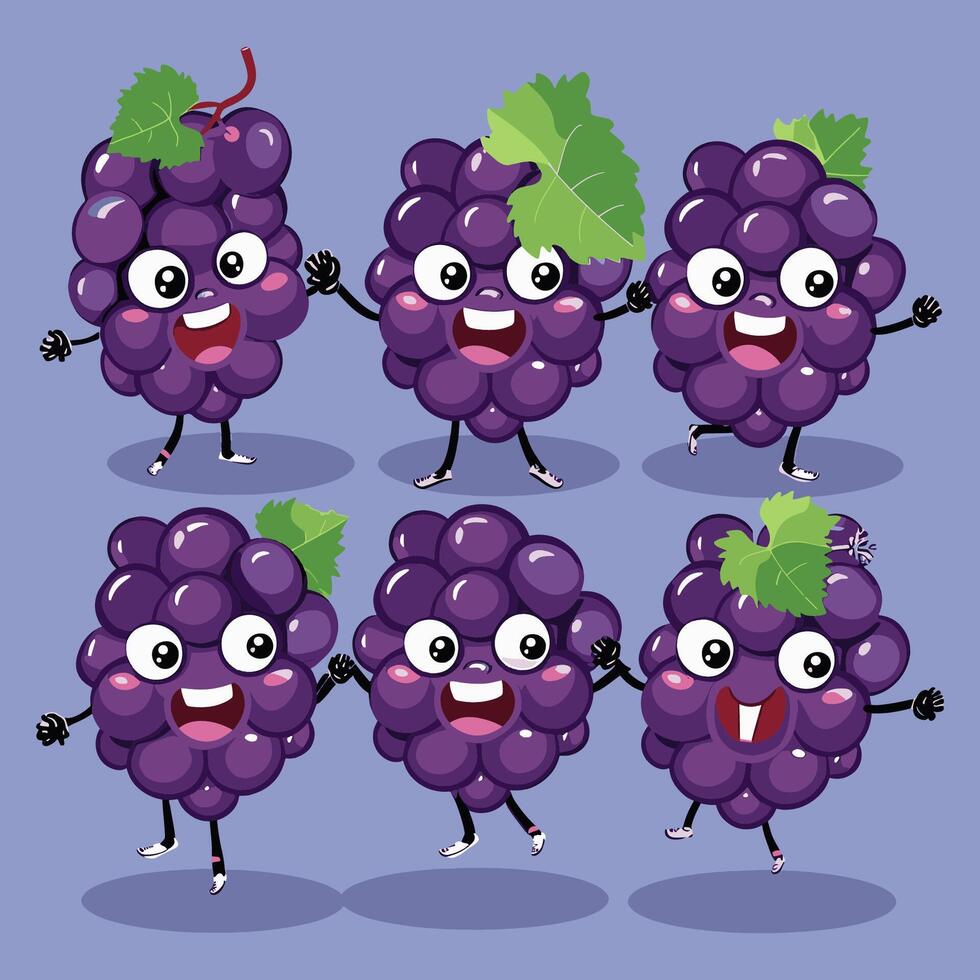A cluster of purple grapes vector