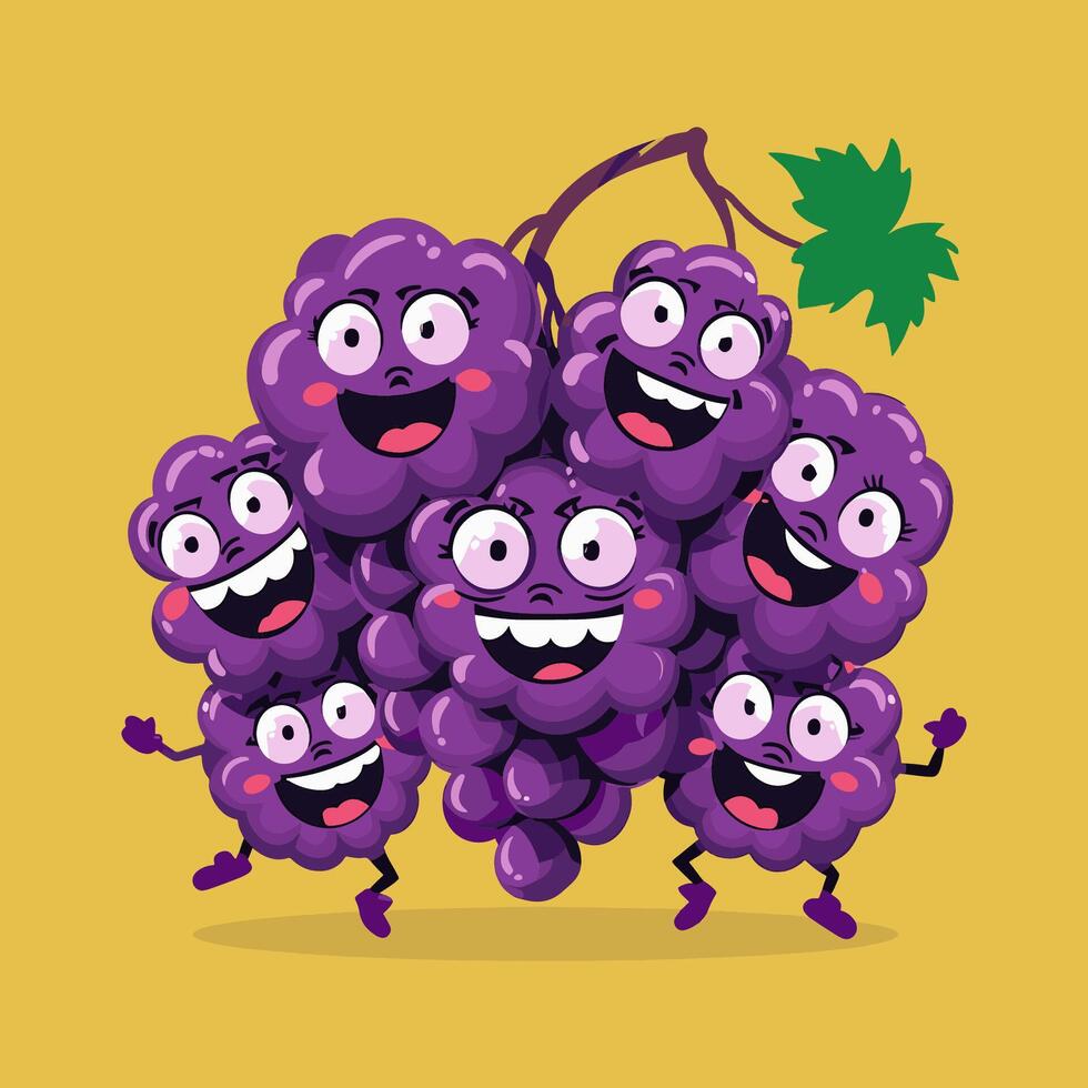 A cluster of purple grapes vector