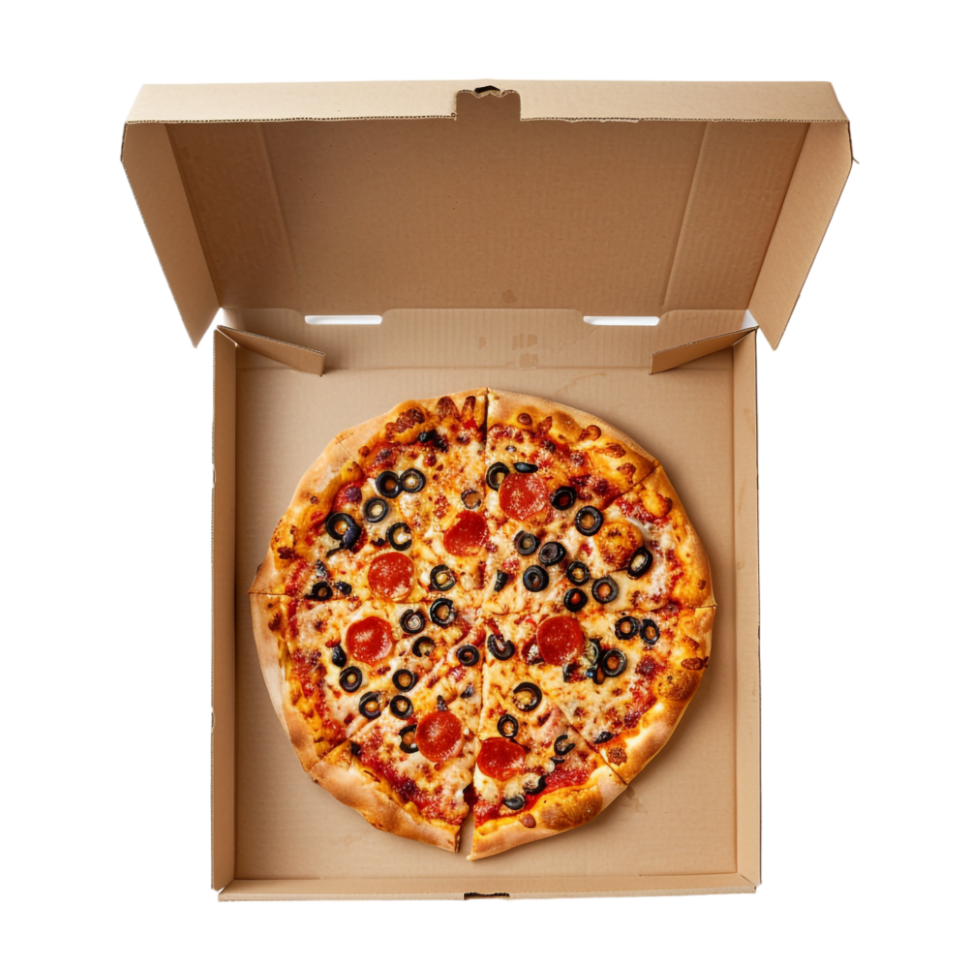 Pizza in a Box on Transparent Background png
