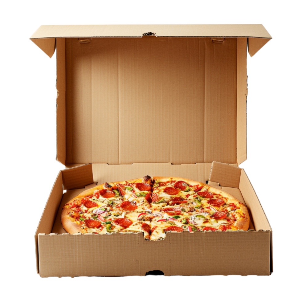 Pizza in a Box on Transparent Background png