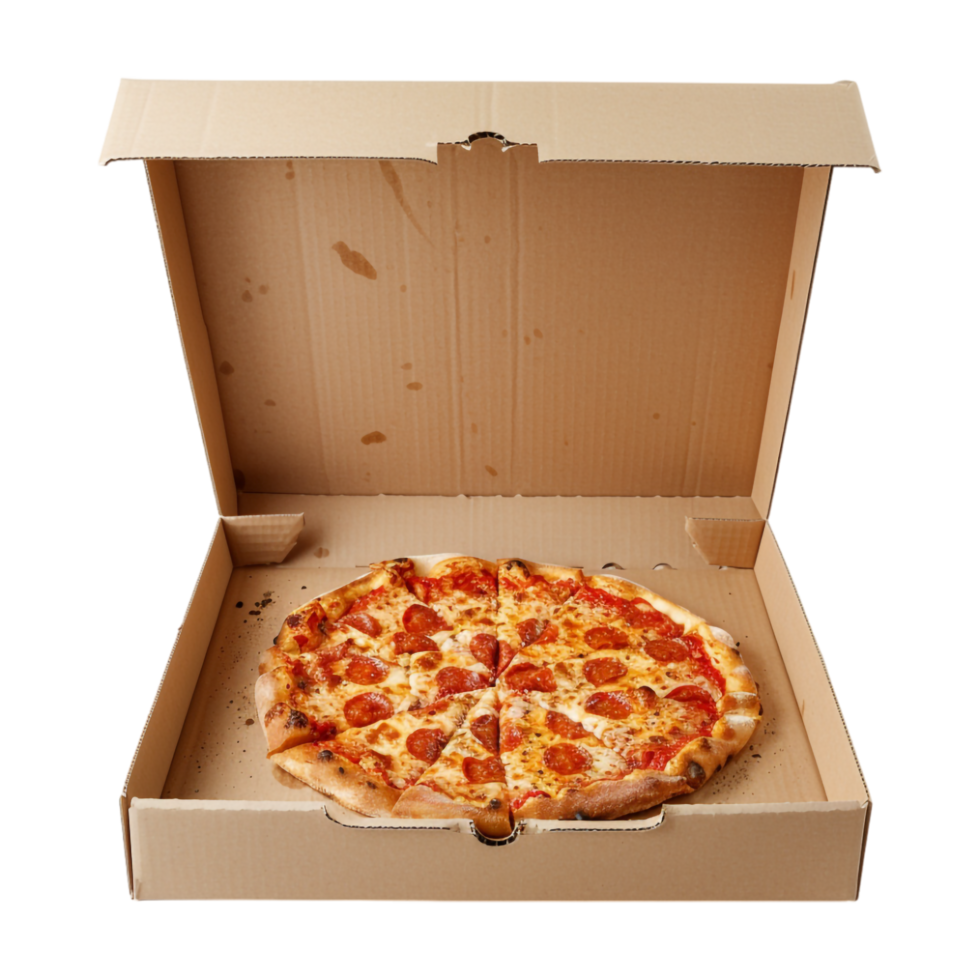 Pizza in a Box on Transparent Background png